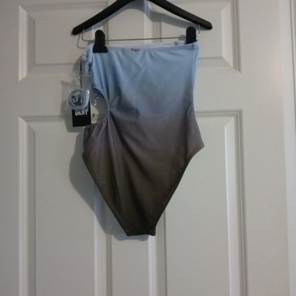 NWT DKNY Ombre Blue Strapless One Piece Swimsuit - Picture 5 of 14